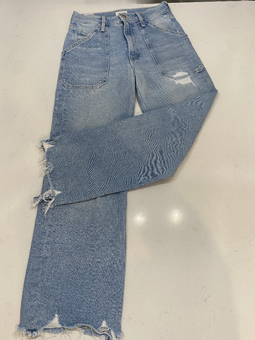 MOTHER The Patch Rambler Ankle Chew Jeans Norway Jose Wide Leg Sz 24 Exc Cond